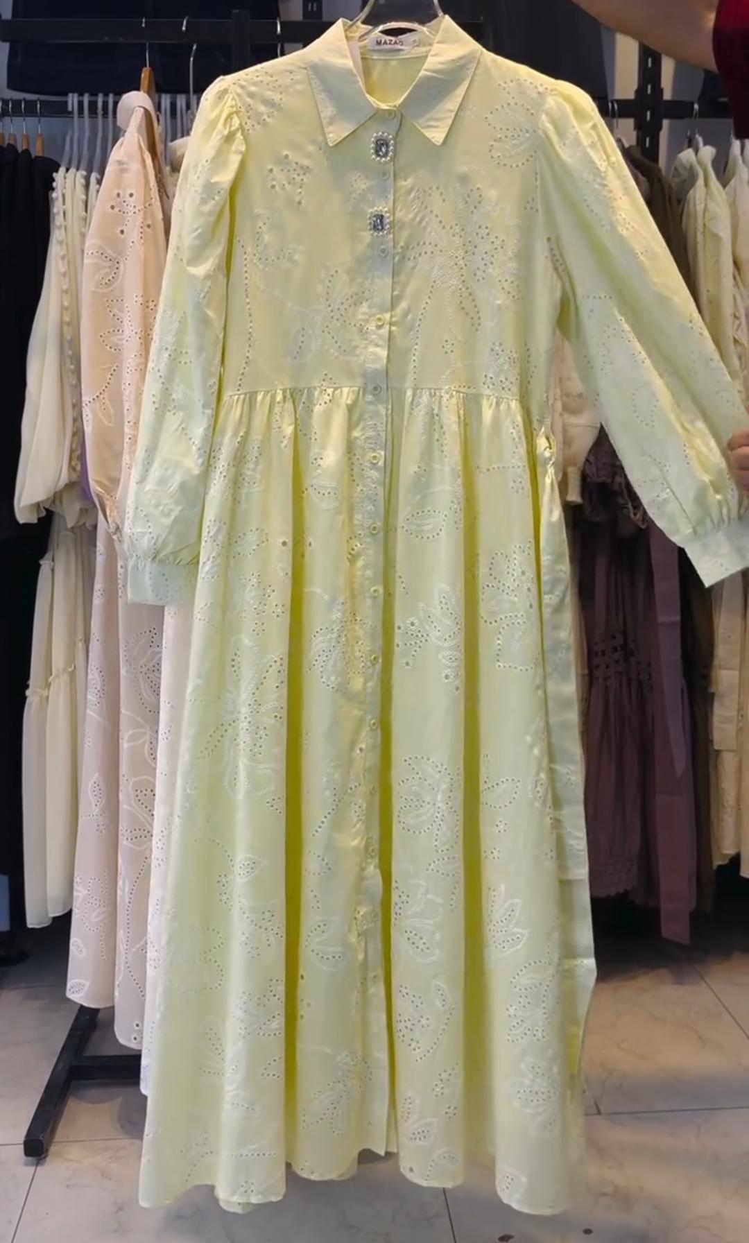 Women Premium Cotton Embroidered Maxi Dress