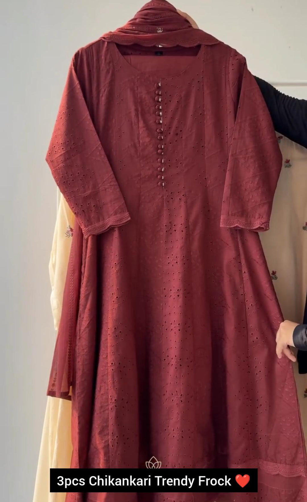 Women Chikankari Trendy Frock 3-Piece Suit