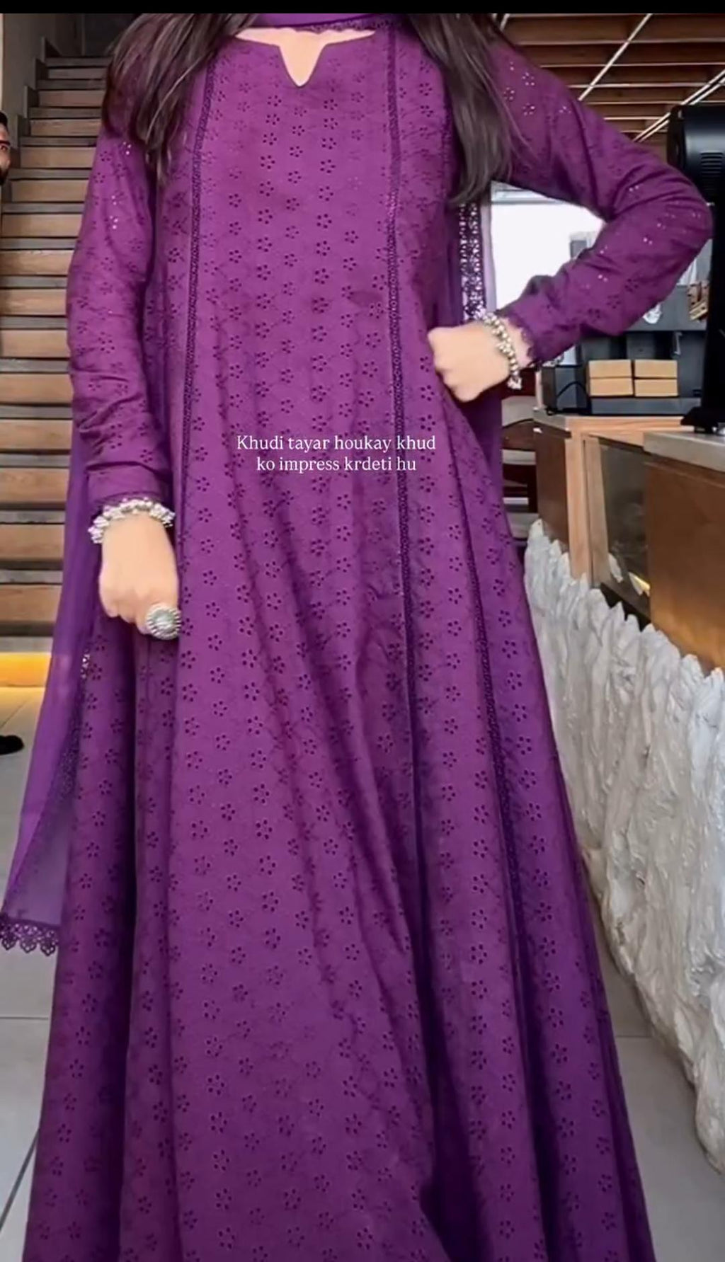 Chikankari 3-Piece Frock Set for Women