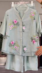 Embroidered Cotton Lawn Shirt with Plazo
