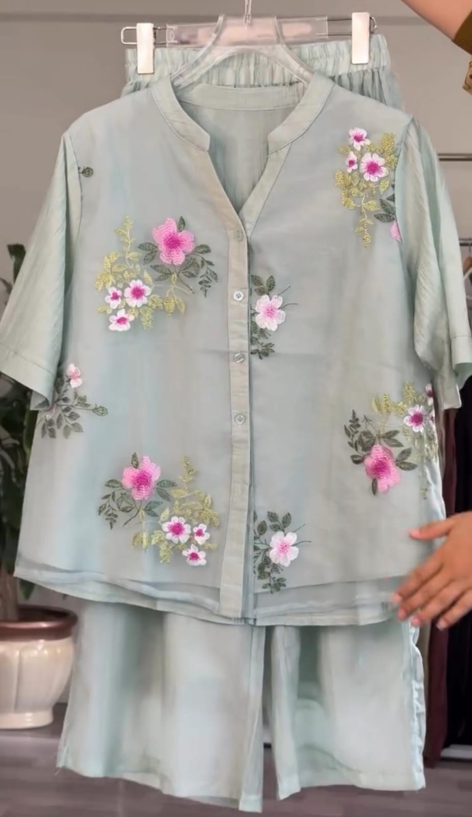 Embroidered Cotton Lawn Shirt with Plazo