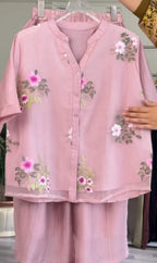 Embroidered Cotton Lawn Shirt with Plazo