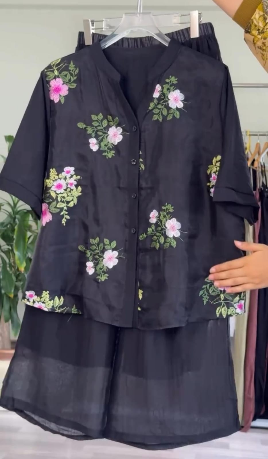 Embroidered Cotton Lawn Shirt with Plazo