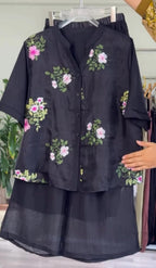 Embroidered Cotton Lawn Shirt with Plazo