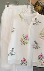 Embroidered Cotton Lawn Shirt with Plazo