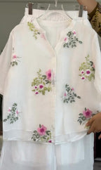 Embroidered Cotton Lawn Shirt with Plazo