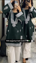 Buy 1 Get 1 FREE 2 Pcs Embroidered Cotton Lawn Suit for Women