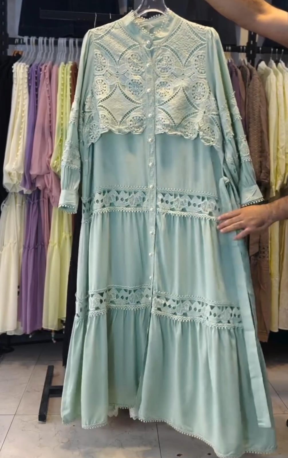 Trendy Long Frock with Lace Work