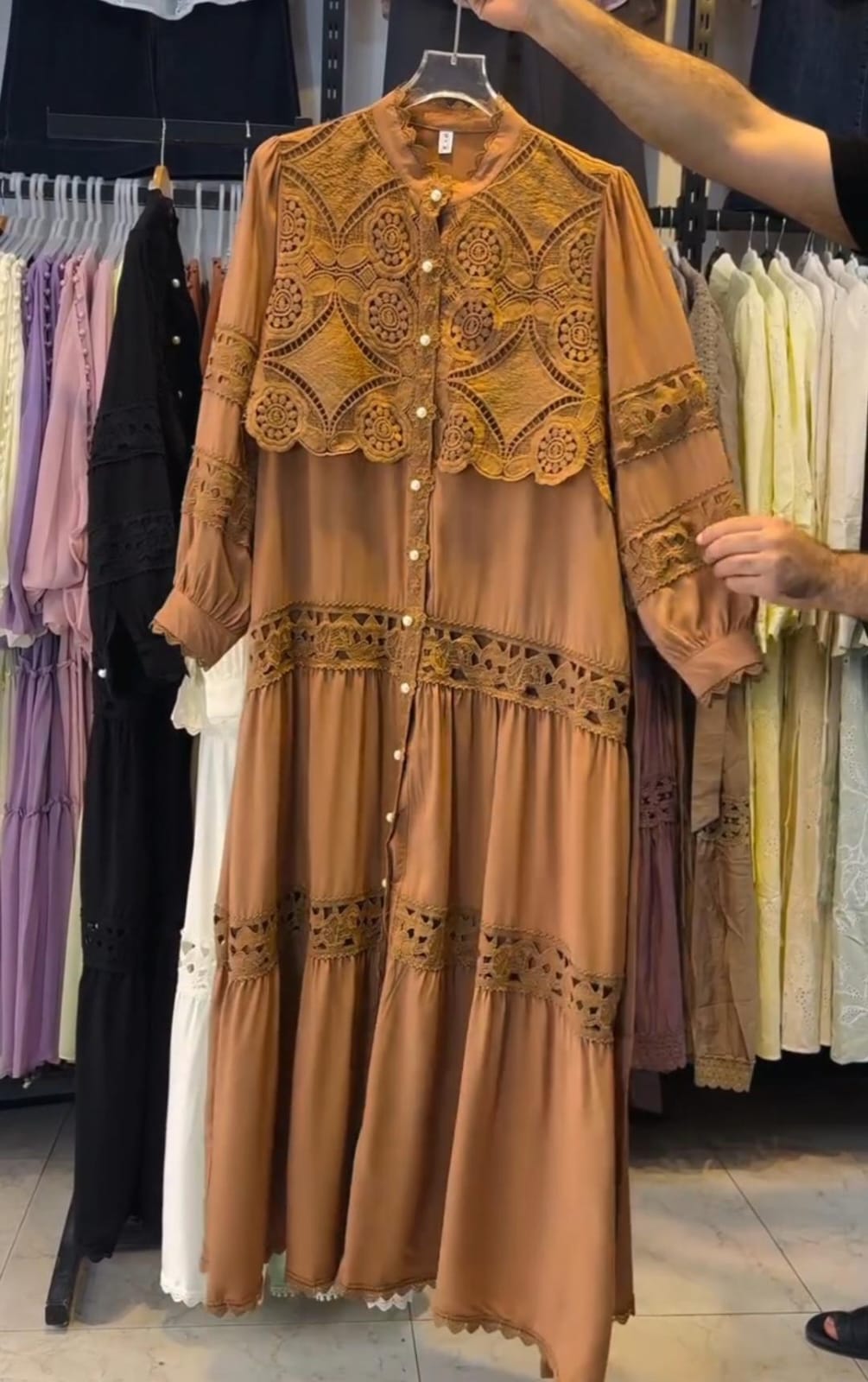 Trendy Long Frock with Lace Work