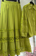 Women New Lace Skirt With Shirt Co-Ord Set
